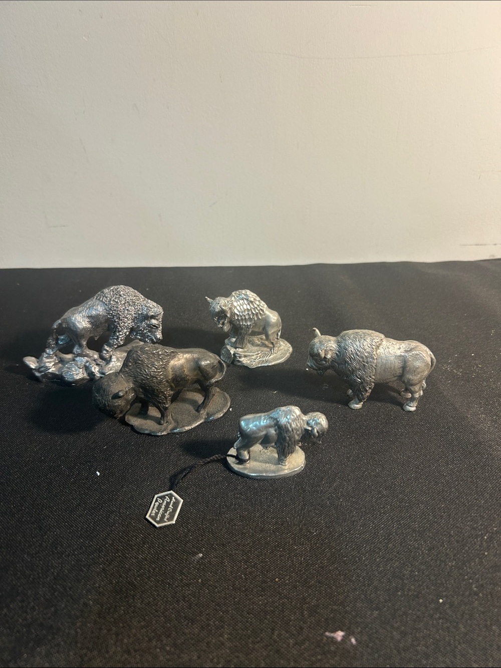 Set of Five pewter Buffalo/Bison Figurines -